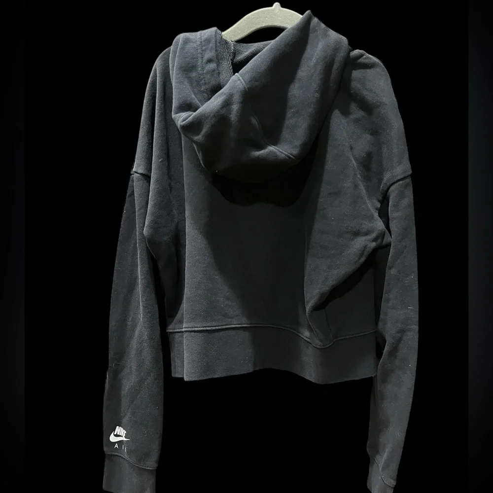 Nike Air Girl's Cropped Hoodie Black with Embroidered AIR‎ & Swoosh Large